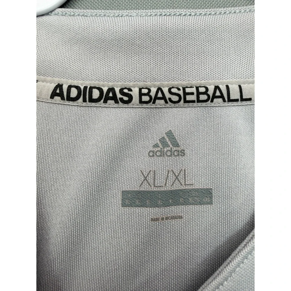 Adidas Baseball Jersey Grey Full Button Uniform Short Sleeve CY2102 | Men's XL
